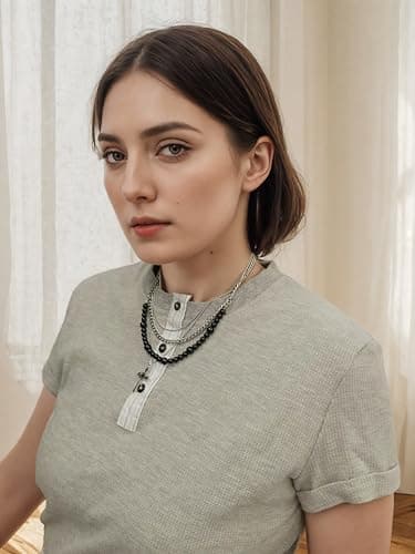 HEAKEY Stainless Steel Layered Hip Hop Choker Necklace