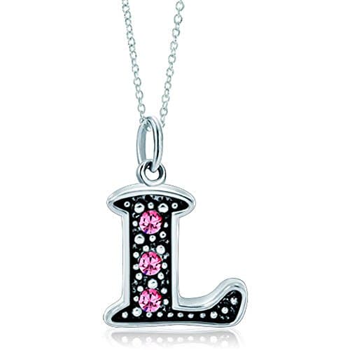 LovelyJewelry Pink Alphabet A-Z Initial Bead Necklace Pendant