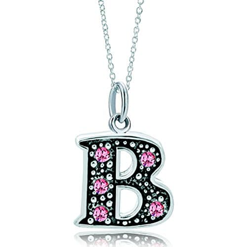 LovelyJewelry Pink Alphabet A-Z Initial Bead Necklace Pendant