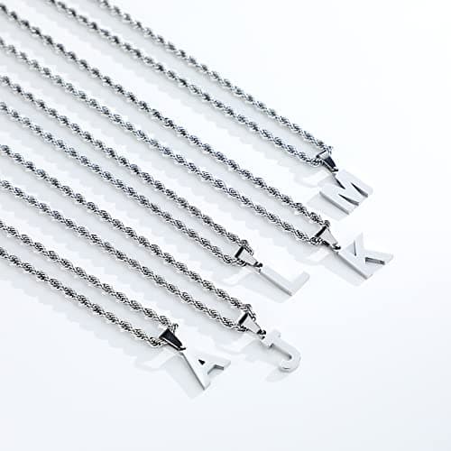 Personalized Men's Stainless Steel Figaro Chain Letter Necklace Gift