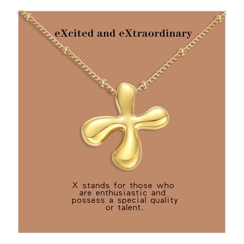 VOJO Gold Plated Balloon Letter Pendant Necklace for Women