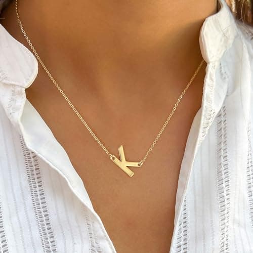 Ursteel 14K Gold Plated Initial Necklaces for Women - Trendy Personalized Monogram Jewelry Gifts
