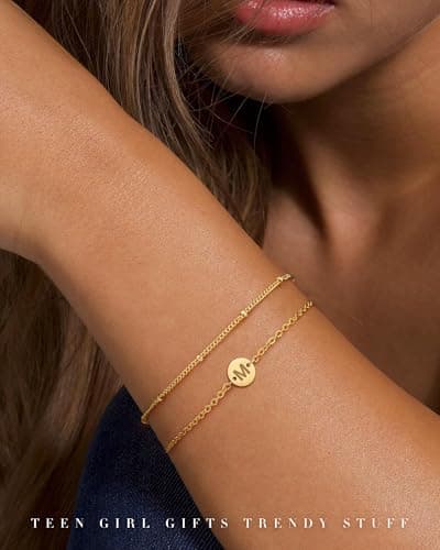 Decholly Gold Plated Initial Letter Bracelet for Women & Girls