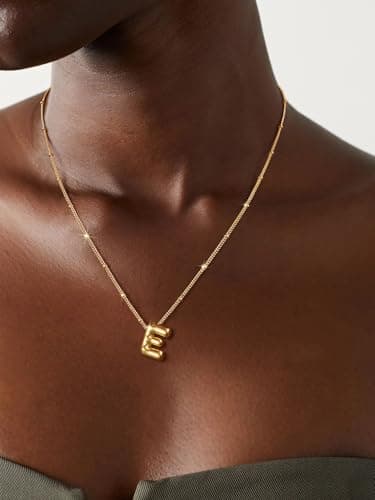 Coshilta Sterling Silver Balloon Initial Pendant Necklace for Women