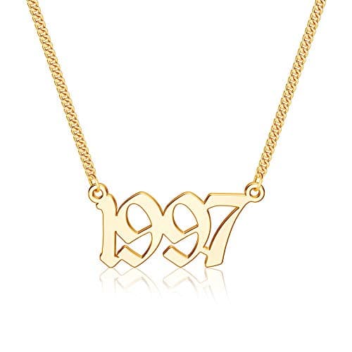 Ursteel Personalized Birth Year Necklace, 18K Gold Plated