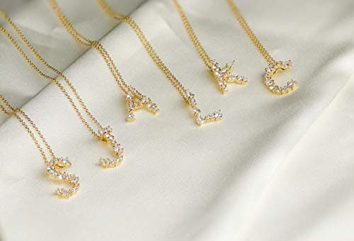 LAVLA 18k Gold Plated Colorful Crystal Initial Necklace