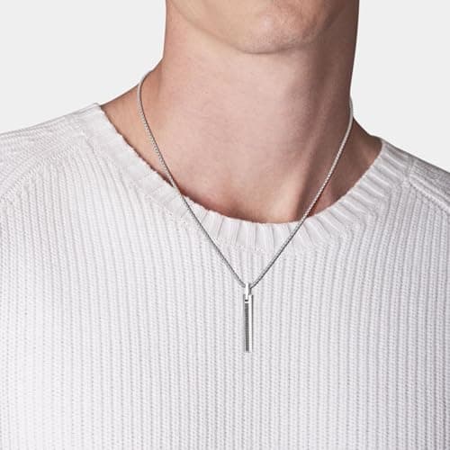 COAI CZ Paved Simple Men's Stainless Steel Silver/Gold Necklace, 20-24" Chain