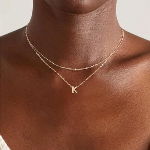 Gold Plated Round Letter A-Z Pendant Necklace for Women