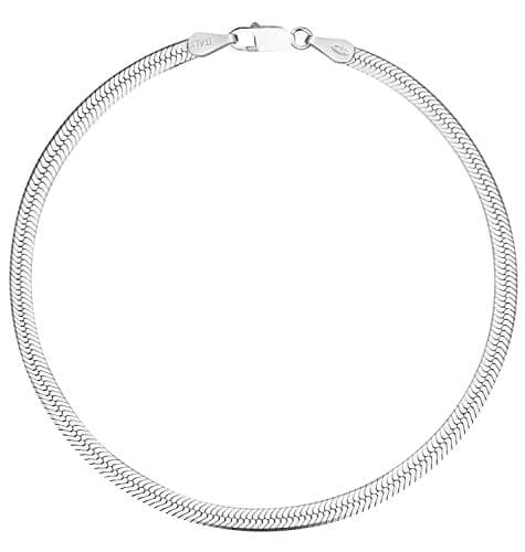 Savlano 925 Sterling Silver Solid Italian Figaro Anklet for Women, 0.8mm-5mm, Gift Box Included
