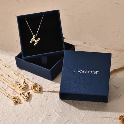 LUCA SMITH Dainty Balloon Alphabet Pendant Necklaces for Women
