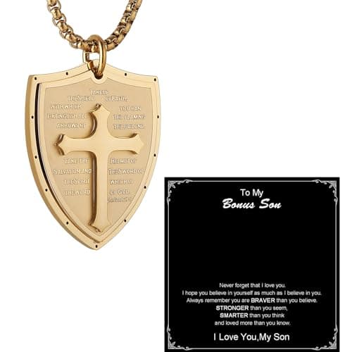 HZMAN Shield of Faith Cross Pendant Necklace