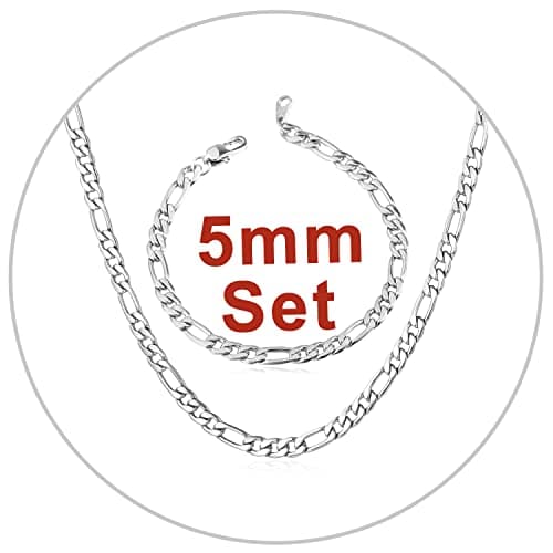 Men's 18K Gold Plated Figaro Chain Necklace 3mm-9mm, 16"-30"