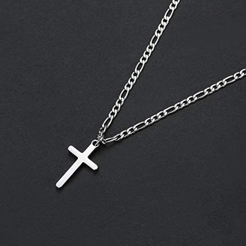 TASBERN Men's 14K Gold Filled Stainless Steel Cross Necklace Simple Religious Jewelry