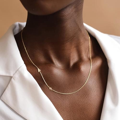 Turandoss Gold Initial Necklace for Women with Cubic Zirconia