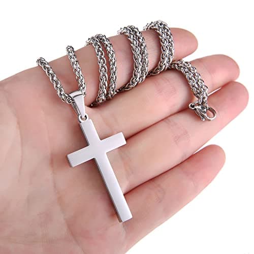 Stainless Steel Cross Necklace 16-24 Inches RS Gift for Men Women Boys