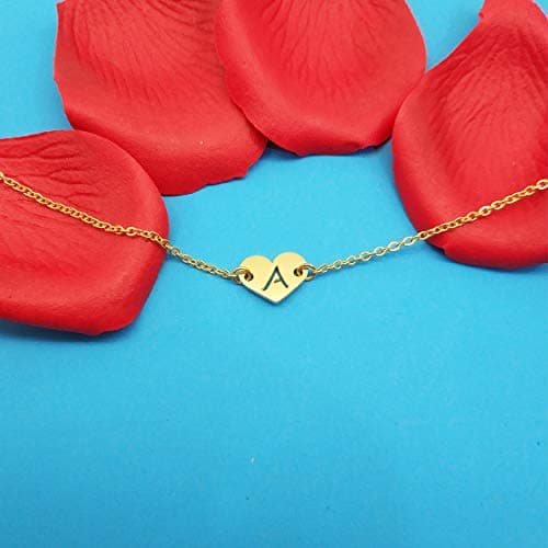 MOMOL Heart Initial 18K Gold Plated Charm Bracelet for Women