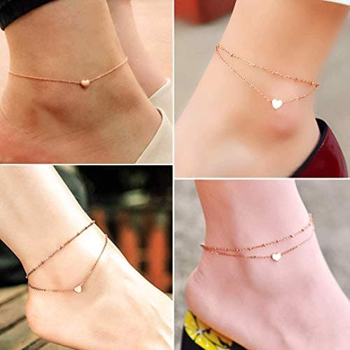 Stainless Steel Heart Anklets for Women Summer Beach Jewelry
