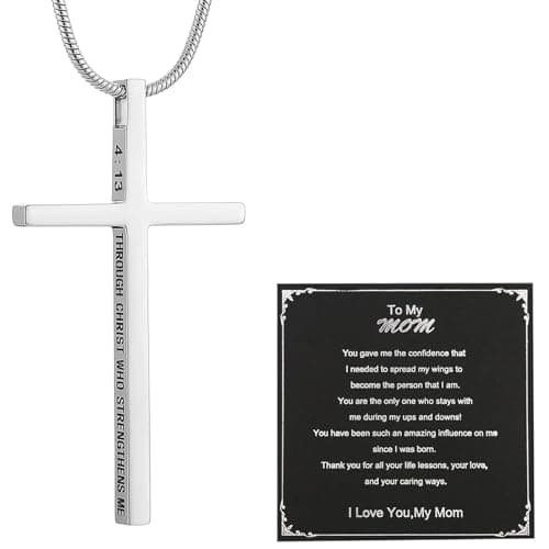 HZMAN Philippians 4:13 Strength Cross Pendant Stainless Steel Necklace
