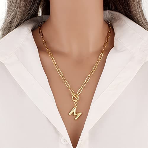 Eben-Ezer Hiphop Gold Initial A-Z Pendant Thick Chain Necklace