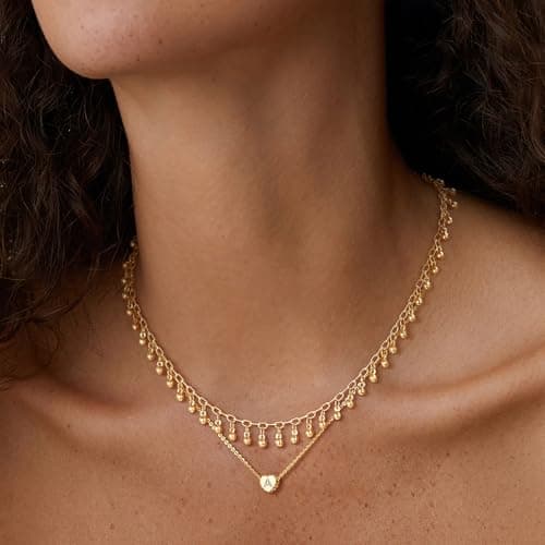 Fettero Tiny Gold Initial Heart Necklace for Women