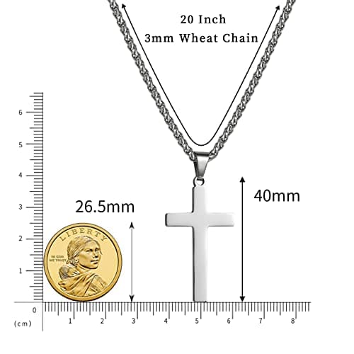 Stainless Steel Cross Necklace 16-24 Inches RS Gift for Men Women Boys