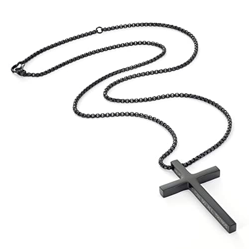 Stainless Steel Minimalist Cross Necklace for Men, Faith & Baptism Gifts, 18" Chain, 1.5" Pendant