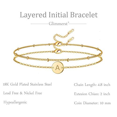 Personalized Layered Coin Letter Bracelet for Women