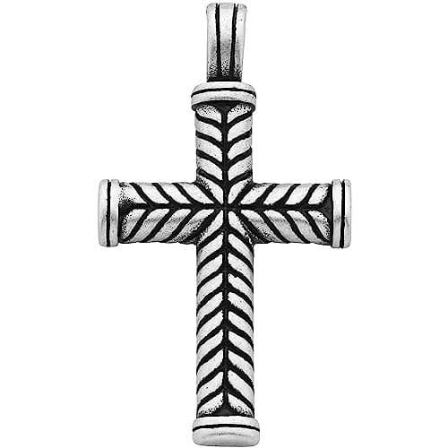 Boston Bay Diamonds Men's Cross Pendant Necklace, 316L Stainless Steel, 24" Curb Chain