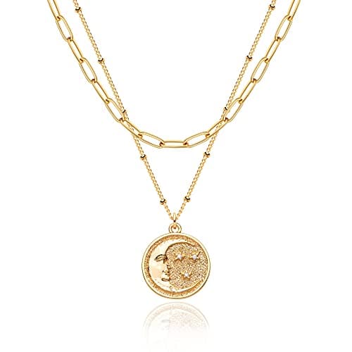 MEVECCO Handmade 18k Gold Plated Heart Arrow Layered Choker Necklace for Women