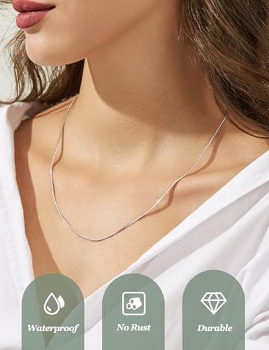 Lolis Silver Hypoallergenic Snake Chain Necklace - 1mm Thin & Strong, 16-30 Inch