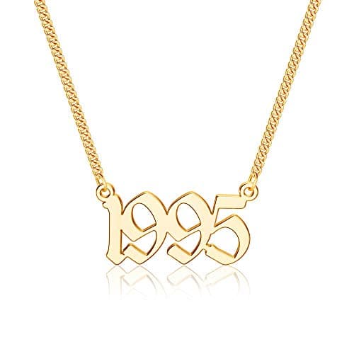 Ursteel Personalized Birth Year Necklace, 18K Gold Plated