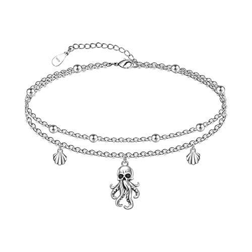 Chic Layered Sterling Silver Created Opal Anklet Bracelet Adjustible 11" Best Friend Beaded Chain