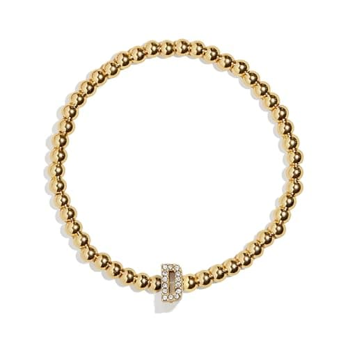 BaubleBar Pisa Stretch Bracelet - Personalized Gold-Plated Vertical Pave Initial Jewelry for Women