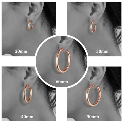Ursteel 14K Rose Gold Plated Chunky Hoop Earrings for Women