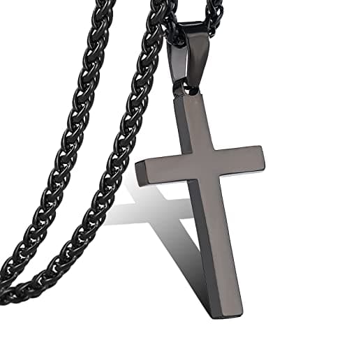 P. Blake Stainless Steel Cross Pendant Necklace for Men & Boys