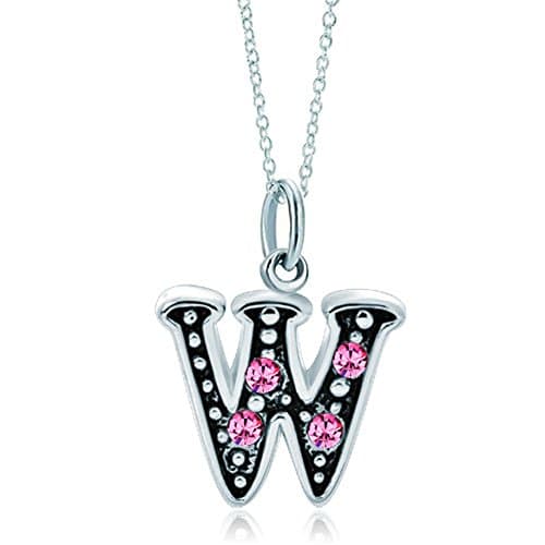 LovelyJewelry Pink Alphabet A-Z Initial Bead Necklace Pendant