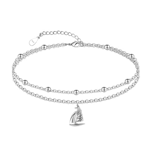 Chic Layered Sterling Silver Created Opal Anklet Bracelet Adjustible 11" Best Friend Beaded Chain