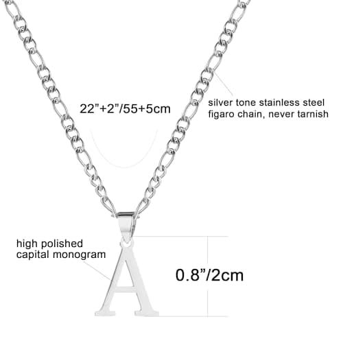 Kelisto Gold Initial Necklace 14K Gold Tone Figaro Chain A-Z Alphabets
