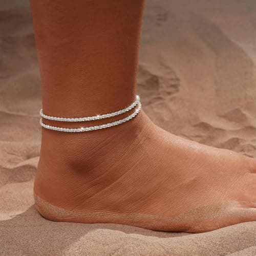 CAROVO 14K Gold Plated/Silver Plated Evil Eye Anklets for Women