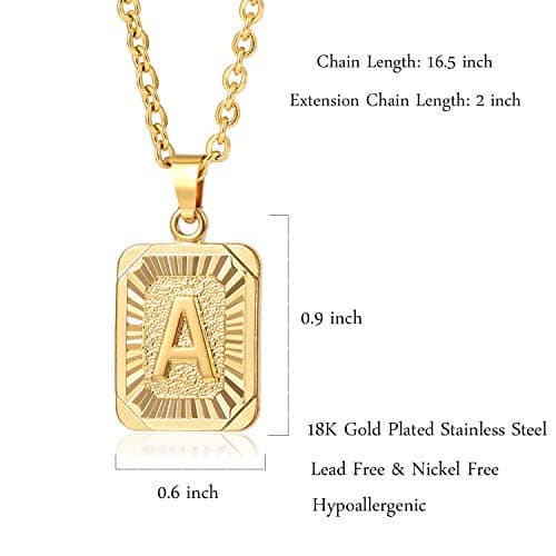 Glimmerst 18K Gold Plated Stainless Steel Initial Pendant Necklace for Women