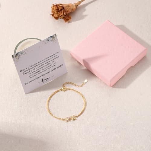 Donyude Floral Adjustable 14k Gold Plated Teen Bridesmaid Bracelet Gifts