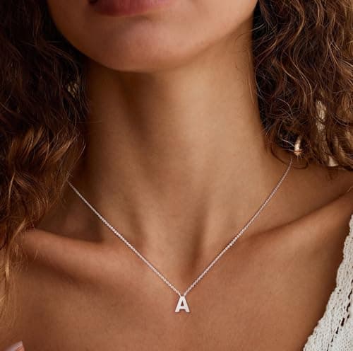 Hayopi Dainty Silver Initial Necklace for Women