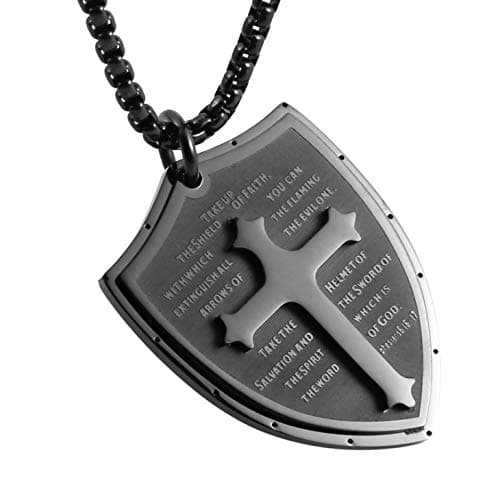 HZMAN Shield of Faith Cross Pendant Necklace