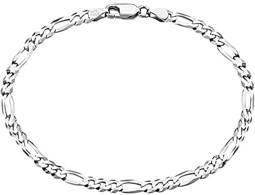 Savlano 925 Sterling Silver Solid Italian Figaro Anklet for Women, 0.8mm-5mm, Gift Box Included