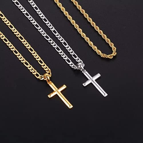 Ursteel Layered Cross Necklace for Men, Women, Girls