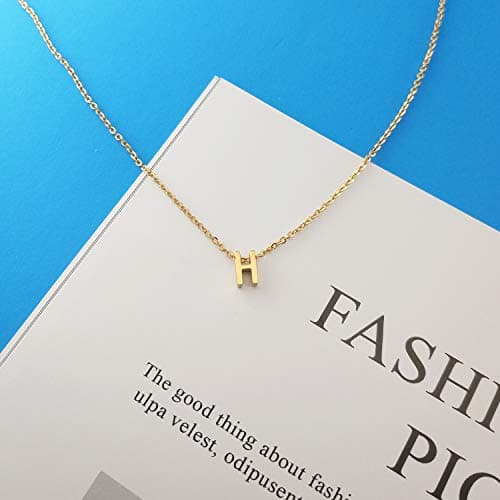 MOMOL Tiny 18K Gold Plated Personalized Initial Necklace for Women