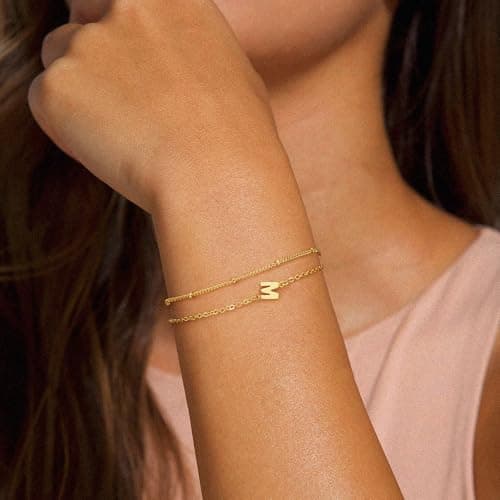 Gold Plated Initial A-Z Letter Bracelets for Women Gift