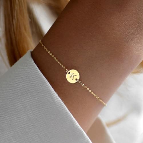 Ursteel Gold Initial Bracelet for Women and Girls