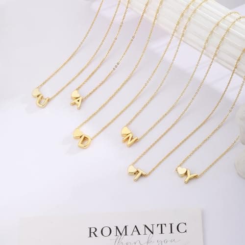 Gold Plated Heart Charm Necklace for Women A-Z Pendant Birthday Christmas Gifts