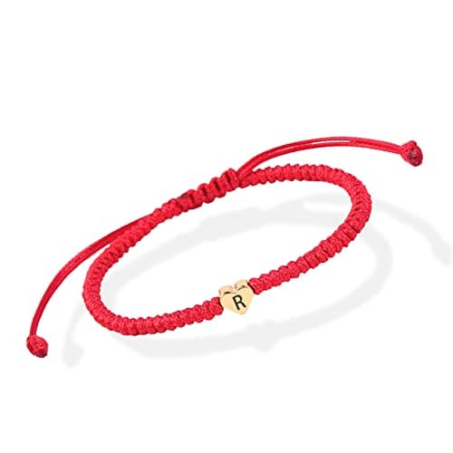 YouDRN Adjustable Letter Bracelets A-Z Heart Friendship Gifts for Mom Valentine's Day (Black)